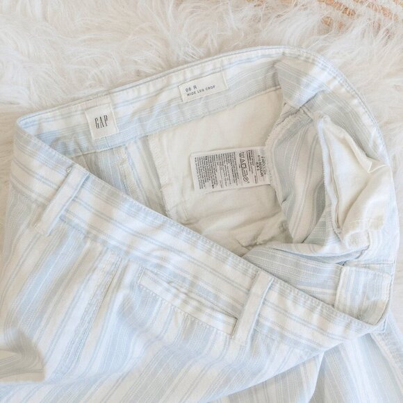GAP Cropped Pants Size 6 Blue White Stripe Cropped Wide Leg Stretch - Picture 5 of 5